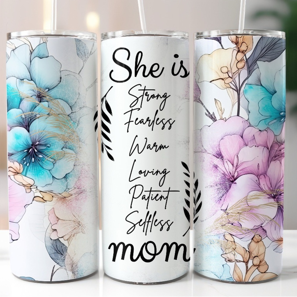 Floral Insulated Tumbler with Inspirational Quote